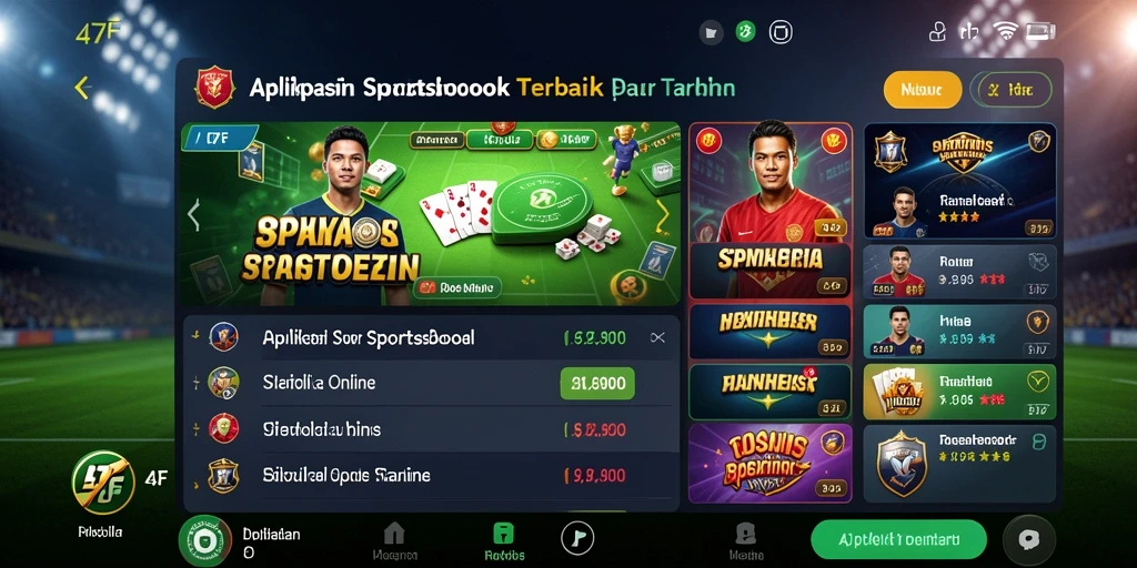 Tampilan layar utama aplikasi 47F menampilkan taruhan olahraga secara langsung.