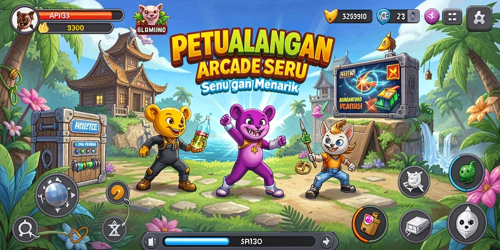 Screenshot menampilkan aksi seru dalam gameplay API33 yang penuh warna.