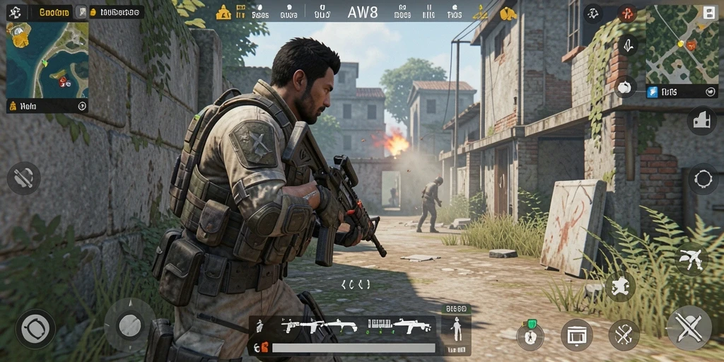 Tampilan gameplay menegangkan dari AW8 dengan aksi TPS yang intens.