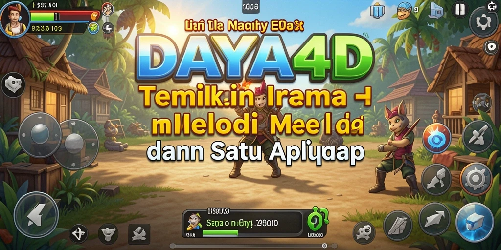 Screenshot DAYA4D menunjukkan gameplay musik yang penuh warna.