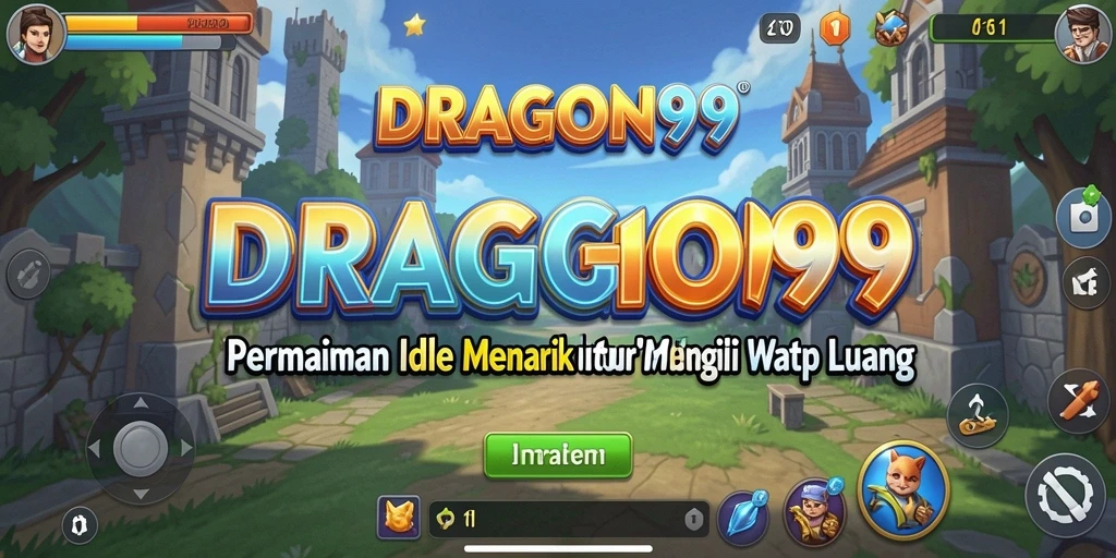 Screenshot gameplay DRAGON99 menampilkan naga yang sedang bertarung dalam mode Idle.
