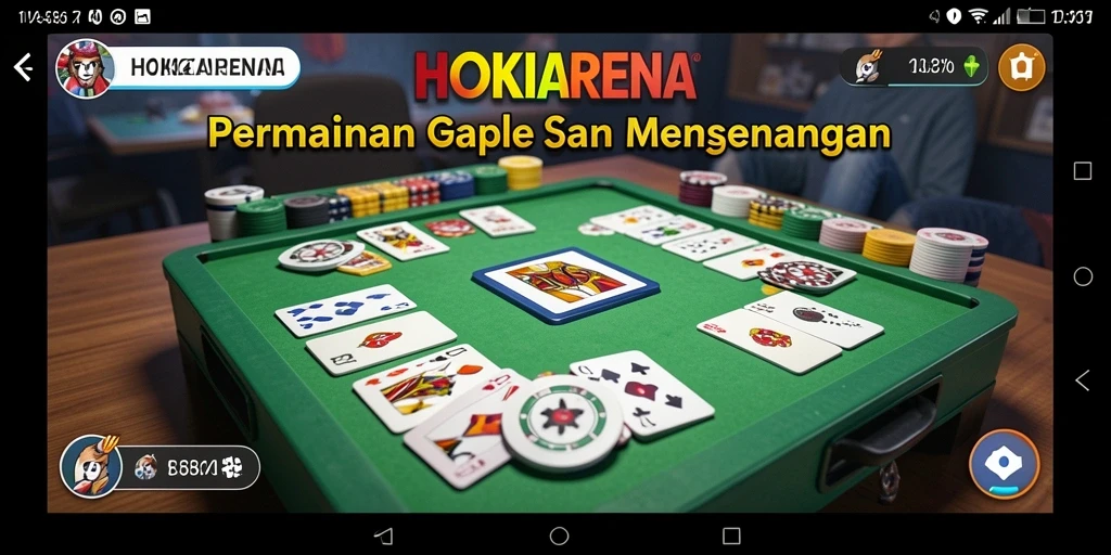 Gameplay seru HOKIARENA dengan teman-teman dalam permainan Gaple.