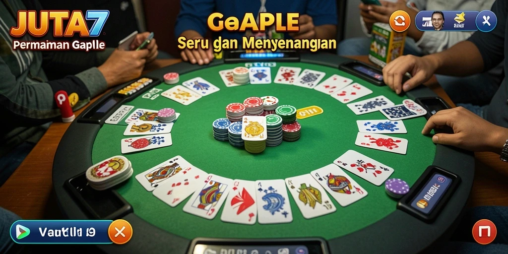 Tampilan gameplay seru dan interaktif dari JUTA7 di dalam permainan Gaple.