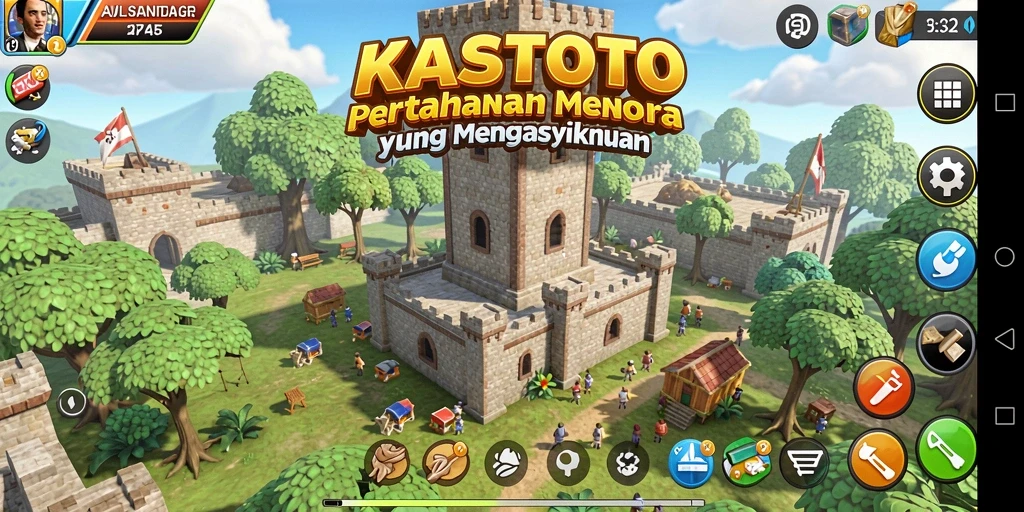Tampilan gameplay KASTOTO yang mendebarkan dalam mode Tower Defense.