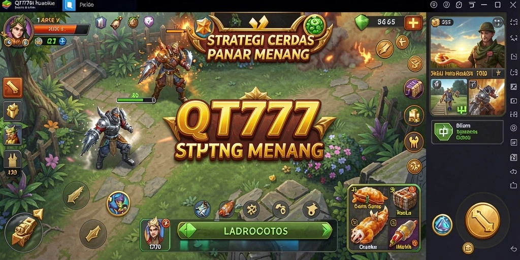 Tangkapan layar QT777 menunjukkan aksi intens strategi yang mendebarkan.