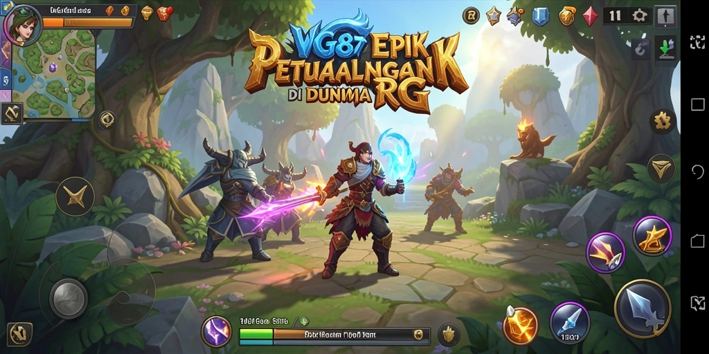 Screenshot gameplay WG87 menampilkan pertempuran seru di dunia RPG.